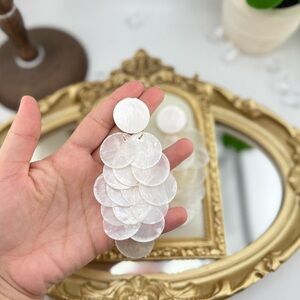 Statement Shell Disc Dangle Earrings – Lightweight & Elegant